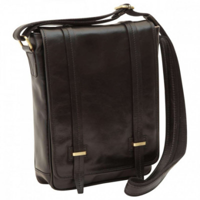 Borsa unisex a tracolla messenger in pelle morbida nera. Italianfashionglam