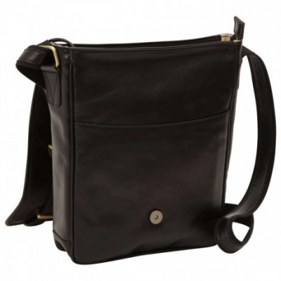 Borsa unisex a tracolla messenger in pelle morbida nera. Italianfashionglam