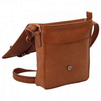 Borsa unisex tracolla messenger in vera pelle marrone coloniale. Italianfashionglam