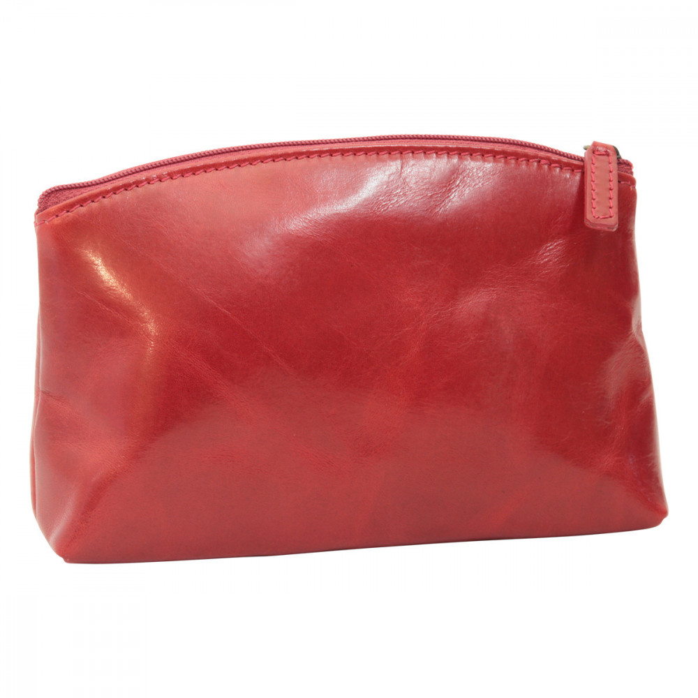 Beauty case in vera pelle primo fiore con zip color rosso - Italianfashionglam Beauty case in vera pelle primo fiore con zip color rosso - Italianfashionglam