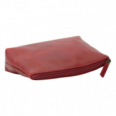 Beauty case in vera pelle primo fiore con zip color rosso - Italianfashionglam