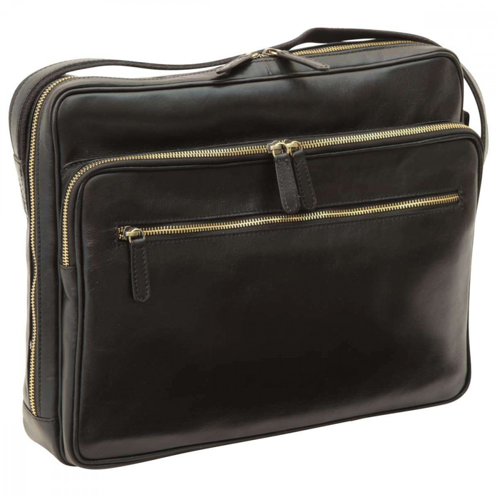 Borsa a tracolla messenger unisex in pelle morbida nera. Italianfashionglam Borsa a tracolla messenger unisex in pelle morbida nera. Italianfashionglam