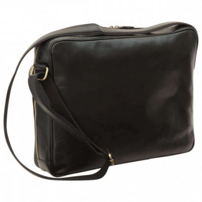 Borsa a tracolla messenger unisex in pelle morbida nera. Italianfashionglam