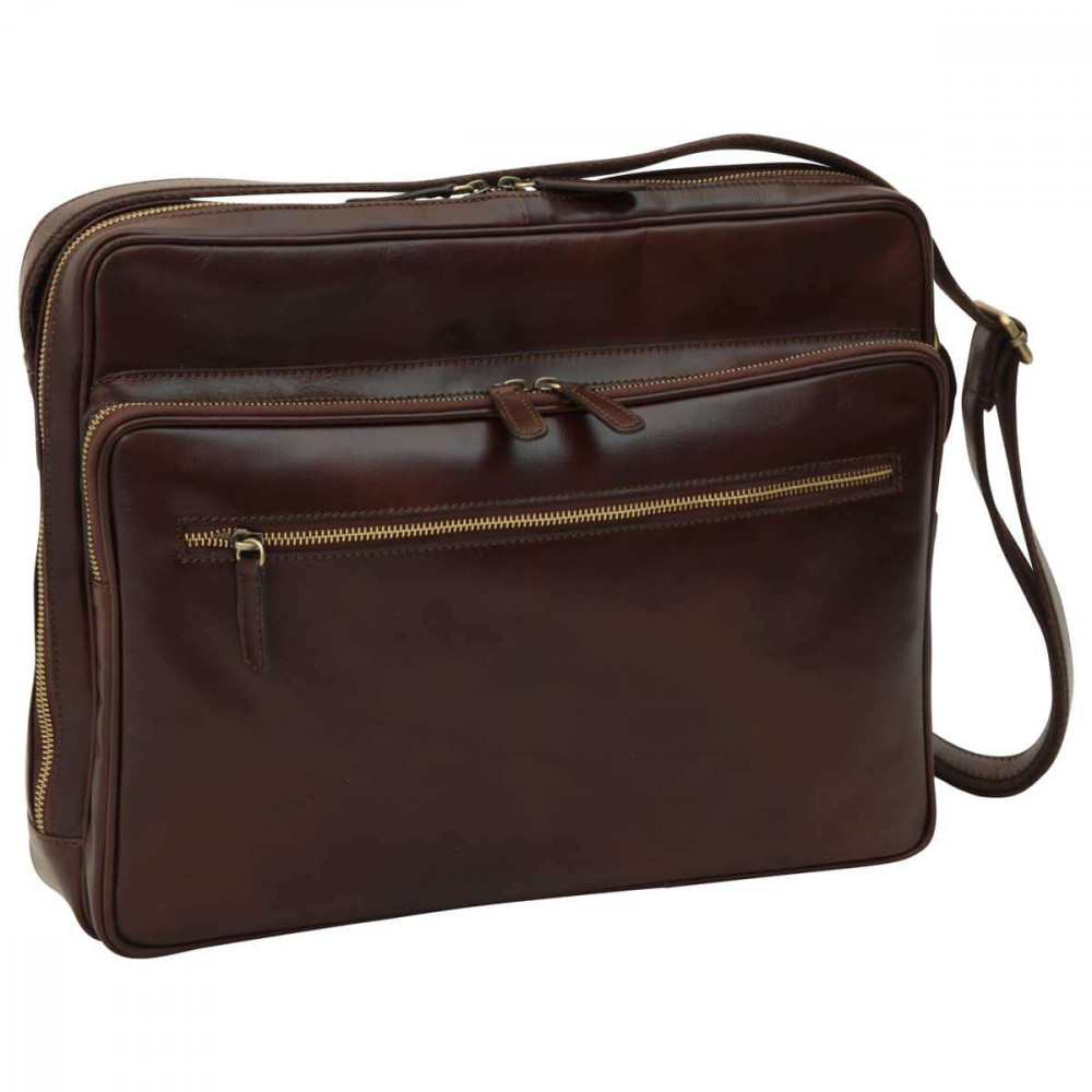 Borsa a tracolla messenger unisex in pelle testa di moro. Italianfashionglam Borsa a tracolla messenger unisex in pelle testa di moro. Italianfashionglam