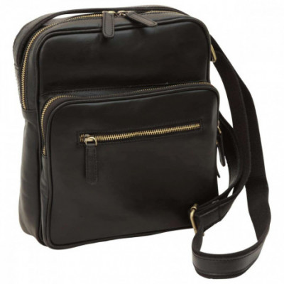 Borsa a tracolla messenger unisex in pelle morbida nera. Italianfashionglam