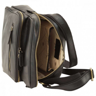 Borsa a tracolla messenger unisex in pelle morbida nera. Italianfashionglam