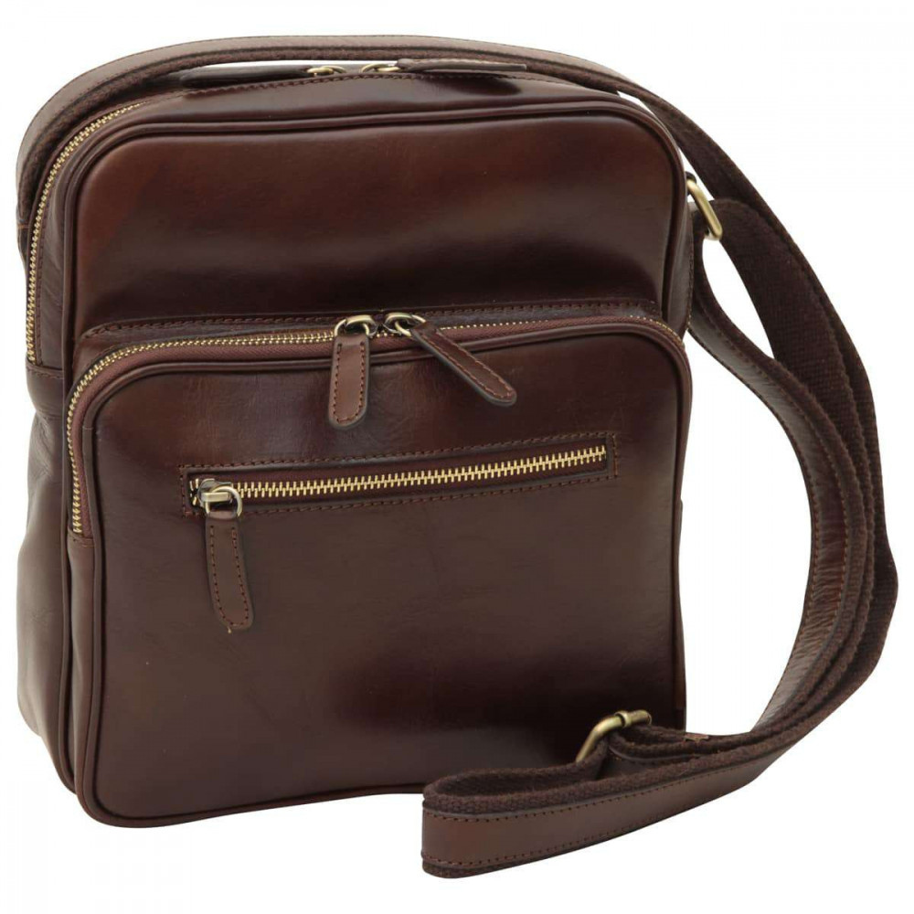 Borsa unisex a tracolla messenger in pelle testa di moro. Italianfashionglam Borsa unisex a tracolla messenger in pelle testa di moro. Italianfashionglam