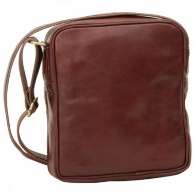 Borsa a tracolla messenger unisex in vera pelle marrone. Italianfashionglam