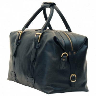 Borsone da viaggio in vera pelle primo fiore color nero. Italianfashionglam