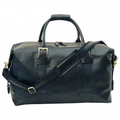 Borsone da viaggio in vera pelle primo fiore color nero. Italianfashionglam