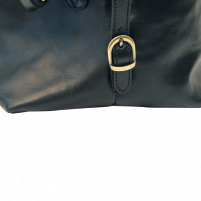 Borsone da viaggio in vera pelle primo fiore color nero. Italianfashionglam