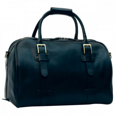 Borsa da viaggio in pelle di vitello pieno fiore color nero. Italianfashionglam