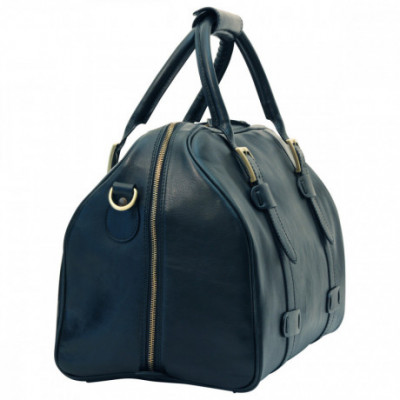 Borsa da viaggio in pelle di vitello pieno fiore color nero. Italianfashionglam