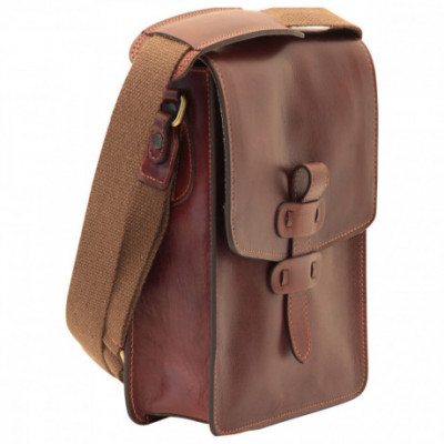 Borsa a tracolla messenger uomo in vera pelle marrone. Italianfashionglam