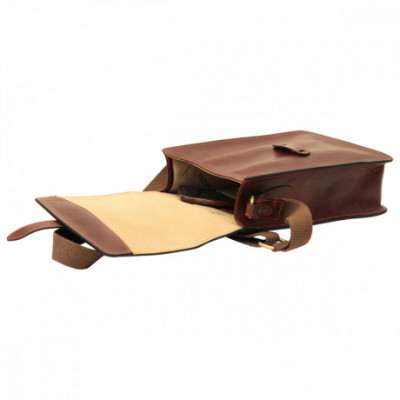 Borsa a tracolla messenger uomo in vera pelle marrone. Italianfashionglam