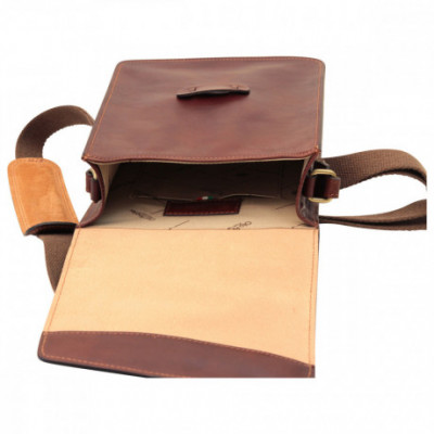 Borsa a tracolla messenger uomo in vera pelle marrone. Italianfashionglam