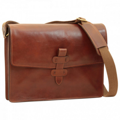 Borsa a tracolla messenger uomo in vera pelle marrone. Italianfashionglam