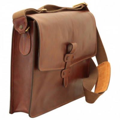 Borsa a tracolla messenger uomo in vera pelle marrone. Italianfashionglam