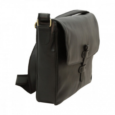 Borsa a tracolla messenger da uomo in vera pelle nera. Italianfashionglam