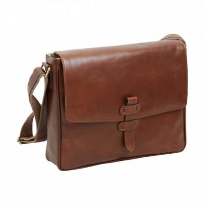 Borsa a tracolla messenger uomo in vera pelle marrone. Italianfashionglam