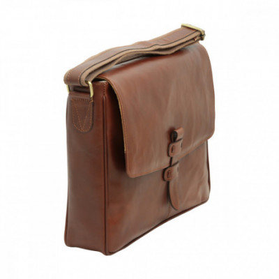 Borsa a tracolla messenger uomo in vera pelle marrone. Italianfashionglam