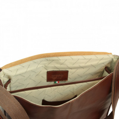 Borsa a tracolla messenger uomo in vera pelle marrone. Italianfashionglam