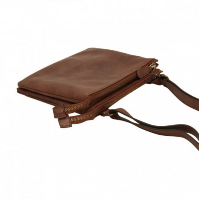 Borsa a tracolla uomo in vera pelle pieno fiore marrone - Italianfashionglam