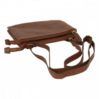 Borsa a tracolla uomo in vera pelle pieno fiore marrone - Italianfashionglam