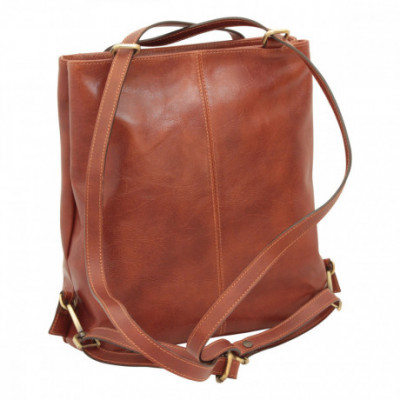 Zaino borsa a tracolla unisex in pelle marrone di vitello. Italianfashionglam