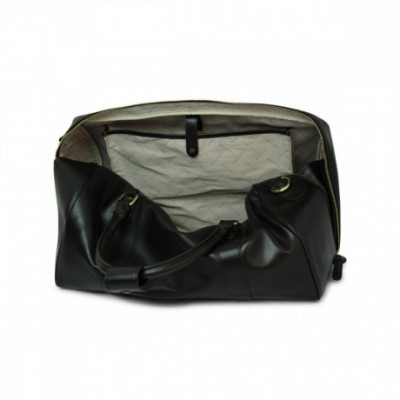 Borsa da viaggio in pelle di vitello pieno fiore color nero. Italianfashionglam