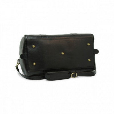 Borsa da viaggio in pelle di vitello pieno fiore color nero. Italianfashionglam