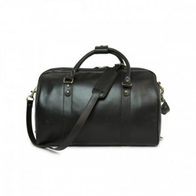 Borsa da viaggio in pelle di vitello pieno fiore color nero. Italianfashionglam