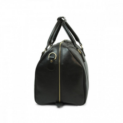 Borsa da viaggio in pelle di vitello pieno fiore color nero. Italianfashionglam