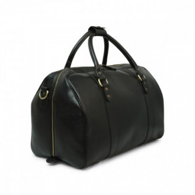 Borsa da viaggio in pelle di vitello pieno fiore color nero. Italianfashionglam