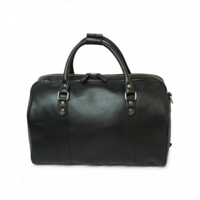 Borsa da viaggio in pelle di vitello pieno fiore color nero. Italianfashionglam