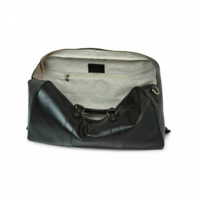 Borsone da viaggio in vera pelle primo fiore color nero. Italianfashionglam