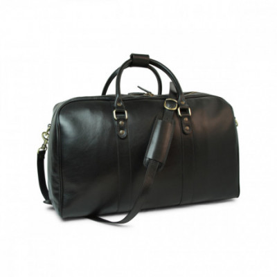 Borsone da viaggio in vera pelle primo fiore color nero. Italianfashionglam