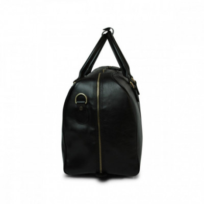 Borsone da viaggio in vera pelle primo fiore color nero. Italianfashionglam
