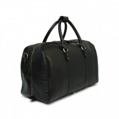 Borsone da viaggio in vera pelle primo fiore color nero. Italianfashionglam