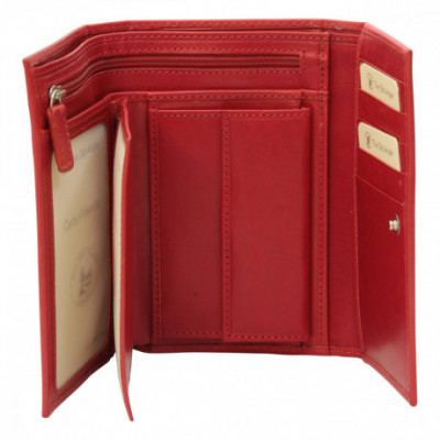 Portafoglio da donna in vera pelle morbida color rosso. Italianfashionglam