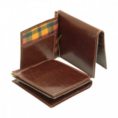 Portafoglio da uomo in pelle scelta di vitello marrone. Italianfashionglam