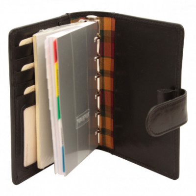 Organizer in vera pelle di vitello pieno fiore color nero. Italianfashionglam