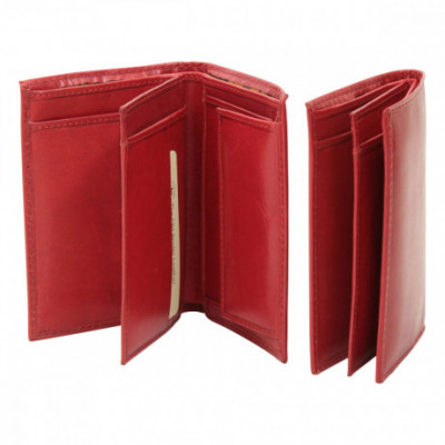 Portafoglio da uomo in vera pelle colore rosso con RFID. Italianfashionglam