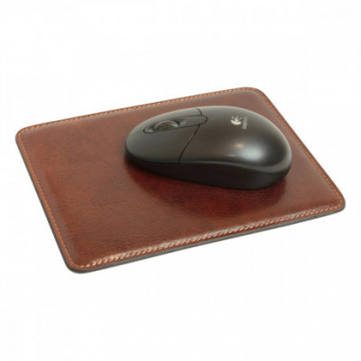 Tappeto mouse pad in vera pelle di vitello scelta marrone. Italianfashionglam