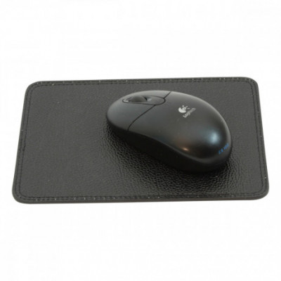 Tappetino mouse pad in vera pelle di vitello morbida nero. Italianfashionglam