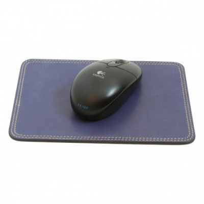 Tappetino mouse pad in vera pelle di vitello blue cobalto. Italianfashionglam