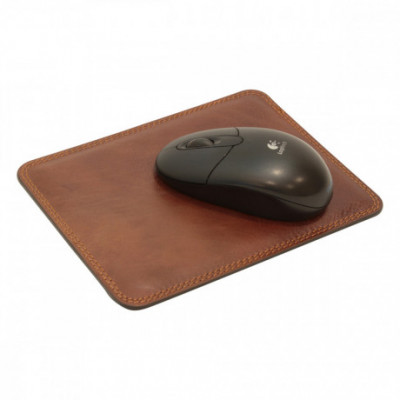 Tappetino mouse pad vera pelle di vitello scelta marrone. Italianfashionglam