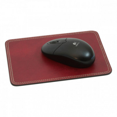 Tappetino mouse pad in vera pelle di vitello scelta rosso