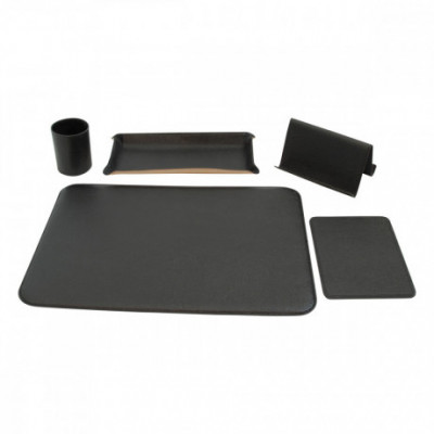 Complementi da scrivania in vera pelle artigianale nero. Italianfashionglam