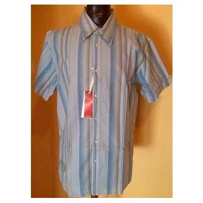 CAMICIA-UOMO-CASUAL-COTONE-COLOR-BLU-CELESTE-MANICA-CORTA-COMODA-OXER-MADE-IN-ITALY-